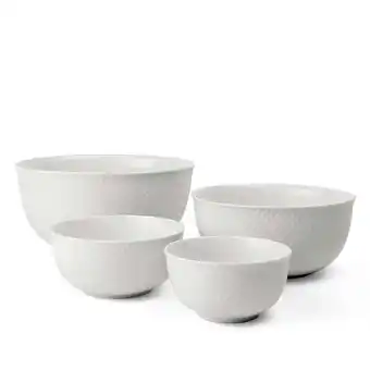 Kop & Kande Lyngby porcelæn rhombe skålesæt hvid 4 stk. tilbud