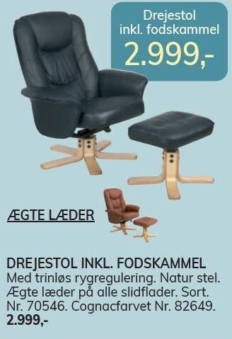 Daells Bolighus Drejestol inkl. fodskammel tilbud