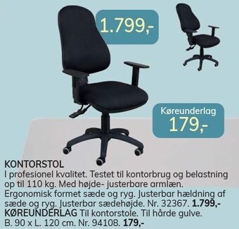 Daells Bolighus Kontorstol eller køreunderlag tilbud