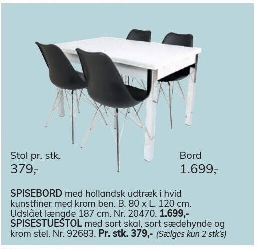 Daells Bolighus Spisebord eller spisestuestol tilbud