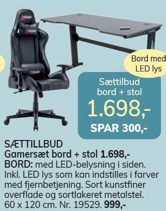 Sættilbud - gamersæt bord + stol eller bord