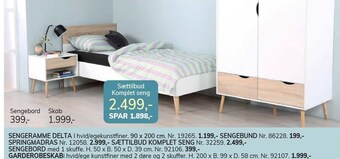 Daells Bolighus Sengeramme delta, sengebund, springmadras, sengebord eller garderobeskab tilbud