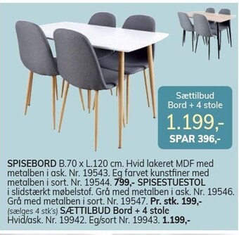 Daells Bolighus Spisebord, spisestuestol el. sættilbud tilbud