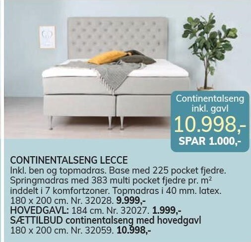 Daells Bolighus Continentalseng lecce, hovedgavl eller sættilbud tilbud