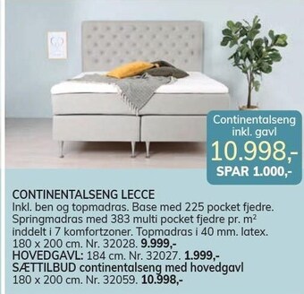 Daells Bolighus Continentalseng lecce, hovedgavl eller sættilbud tilbud