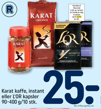REMA 1000 Karat kaffe, instant eller l´or kapsler tilbud