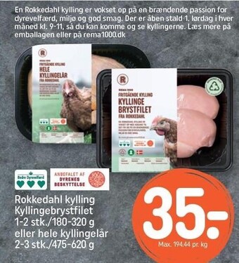 REMA 1000 Rokkedahl kylling kyllingebrystfilet eller hele kyllingelår tilbud