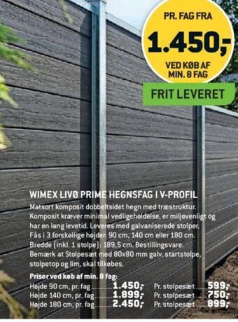 XL-BYG WIMEX LIVO PRIME HEGNSFAG I V-PROFIL tilbud