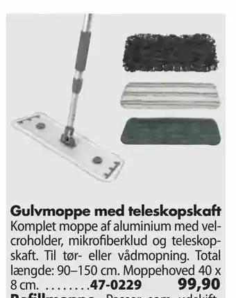 Biltema Gulvmoppe med teleskopskaft tilbud