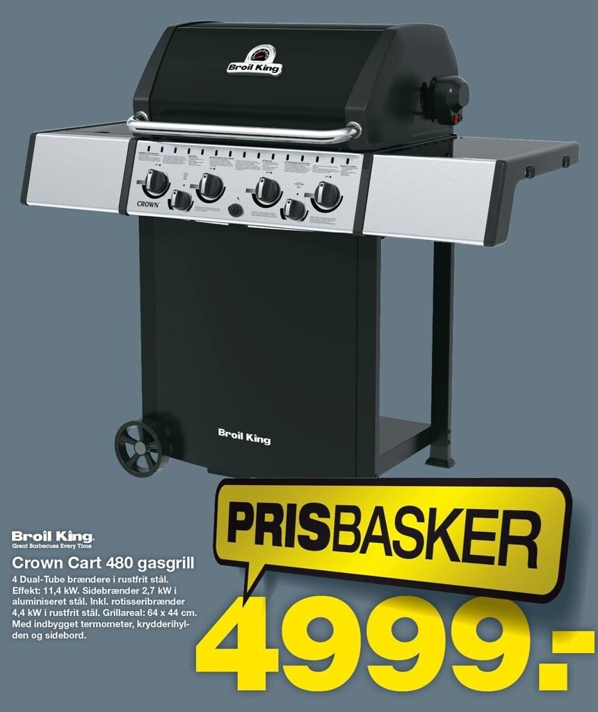 Broil king crown cart 480 gasgrill tilbud hos Bauhaus