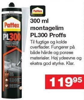Bauhaus Pattex 300 ml montagelim pl300 proffs tilbud