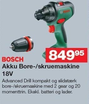 Bauhaus Bosch akku bore-/skruemaskine 18v tilbud