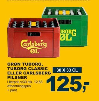 Let-Køb Grøn tuborg, tuborg classic eller carlsberg pilsner tilbud