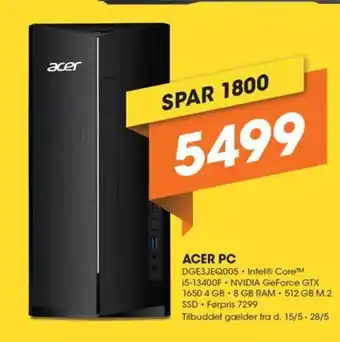 Expert ACER PC DGE3JEQ005 tilbud