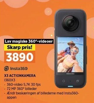 Power Insta360 x3 actionkamera tilbud