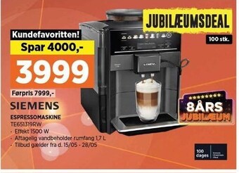 Power Siemens espressomaskine tilbud