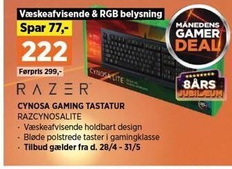 Power Razer cynosa gaming tastatur tilbud