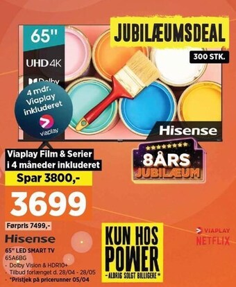 Power Hisense 65 led smart tv tilbud