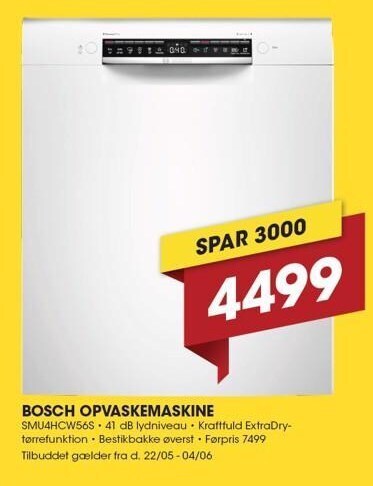 Punkt1 Bosch opvaskemaskine tilbud