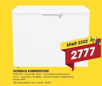 Punkt1 Gorenje kummefryser tilbud