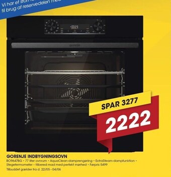 Punkt1 Gorenje indbygningsovn tilbud
