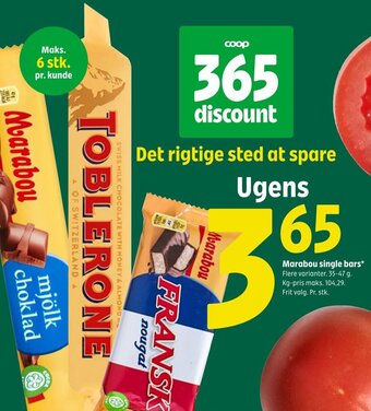 Coop 365 Marabou single bars tilbud