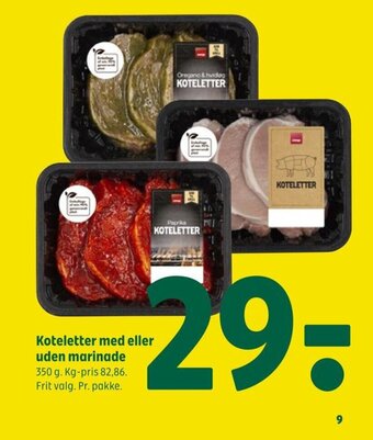 Coop 365 Koteletter med eller uden marinade tilbud