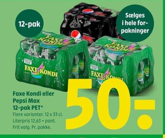 Coop 365 Faxe Kondi eller Pepsi Max 12-pak PET* tilbud