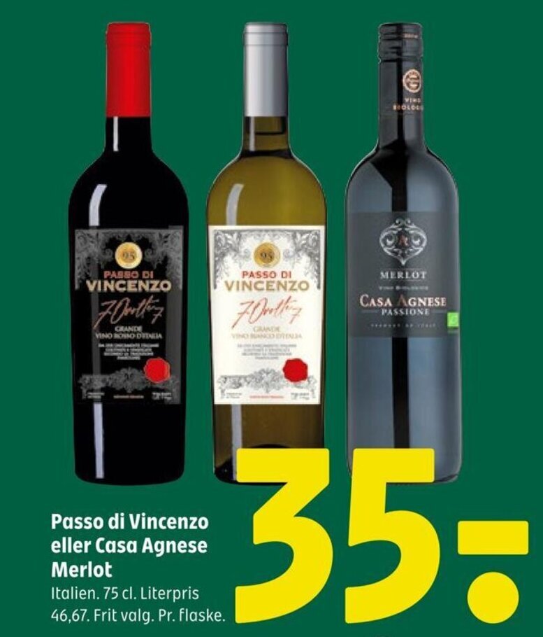 Coop 365 Passo di Vincenzo eller Casa Agnese Merlot tilbud