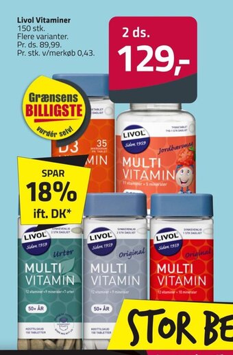 Fleggaard Livol Vitaminer 150 stk. tilbud