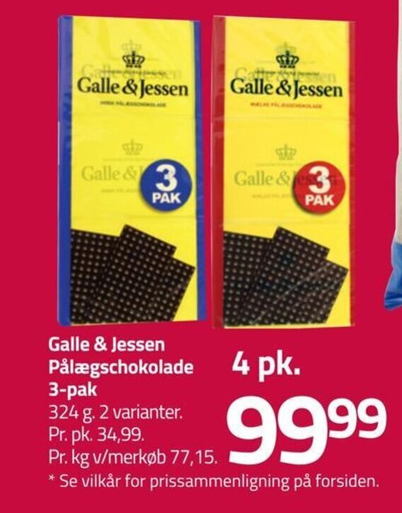 Fleggaard Galle & Jessen Pålægschokolade 3-pak tilbud
