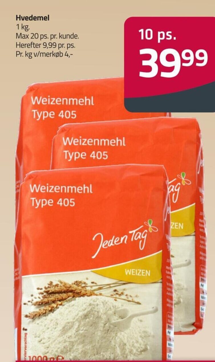 Fleggaard Hvedemel 1 kg. tilbud