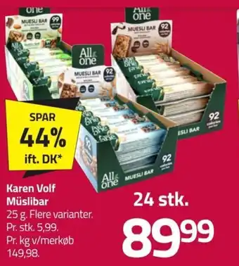 Fleggaard Karen Volf Müslibar 25 g. tilbud