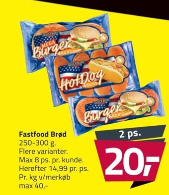 Fastfood Brød 250-300 g.