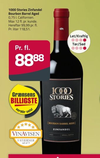 1000 Stories Zinfandel Bourbon Barrel Aged 0,75 l.