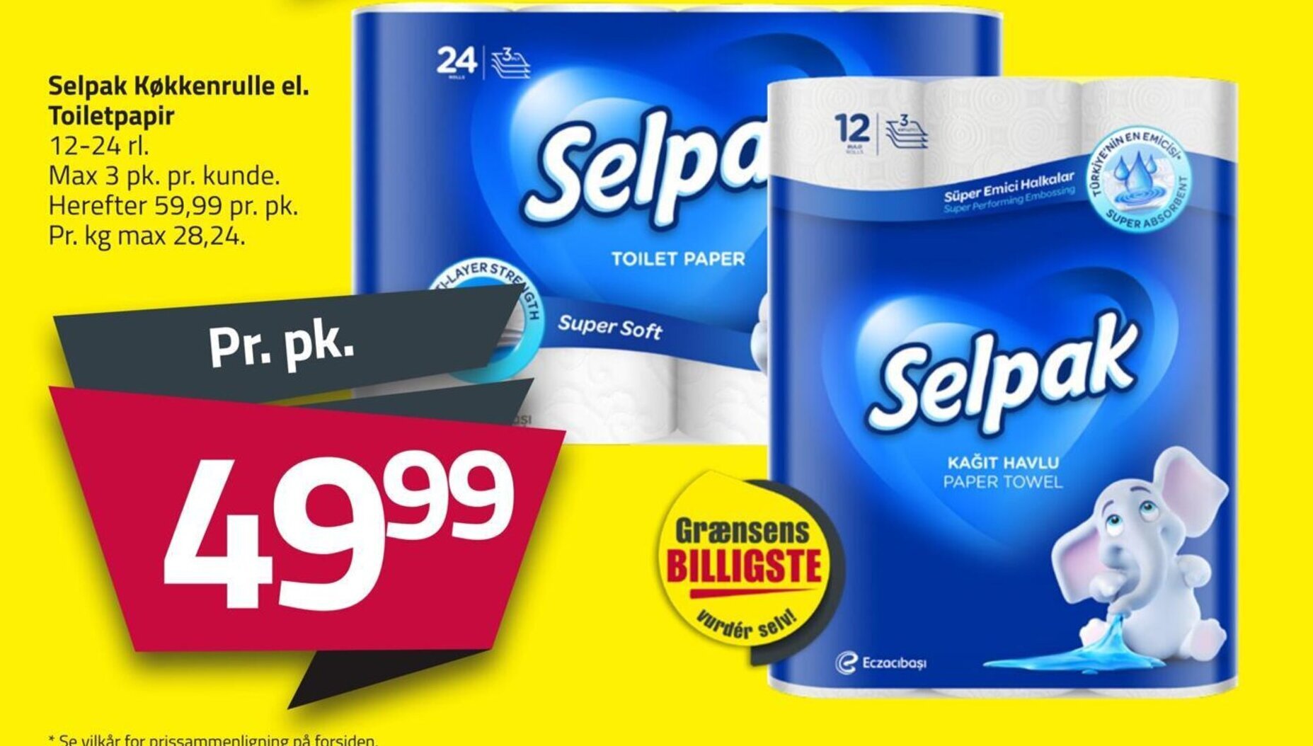 Fleggaard Selpak Køkkenrulle el. Toiletpapir tilbud