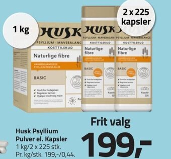 Fleggaard Husk Psyllium Pulver el. Kapsler tilbud
