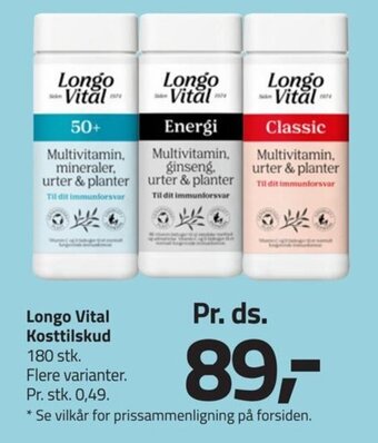 Fleggaard Longo Vital Kosttilskud tilbud