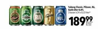 Citti Tuborg Classic, Pilsner, Rå, Guld eller 0,0% tilbud