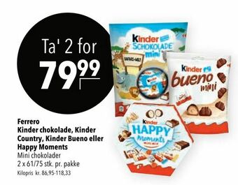 Citti Ferrero Kinder chokolade, Kinder Country, Kinder Bueno eller Happy Moments tilbud