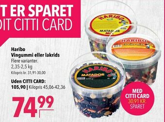 Citti Haribo Vingummi eller lakrids tilbud
