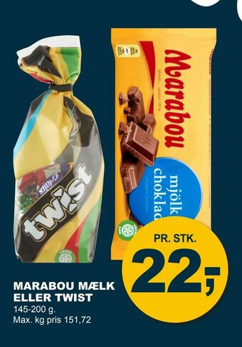 Let-Køb Marabou mælk eller twist tilbud