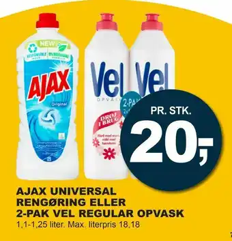 Let-Køb Ajax universal rengøring eller 2-pak vel regular opvask tilbud