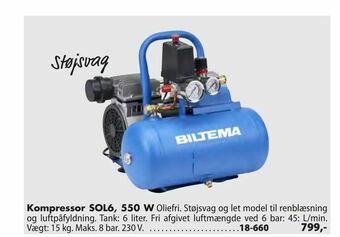 Biltema Kompressor SOL6, 550 W tilbud