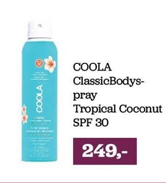 Helsemin Coola classicbodyspray tropical coconut spf 30 tilbud