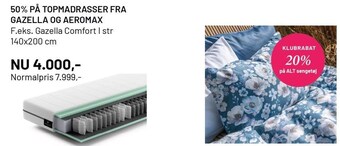 50 % på topmadrasser fra gazella og aeromax