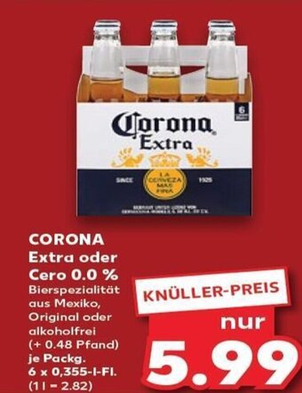 Kaufland DE CORONA Extra oder Cero 0.0 % tilbud