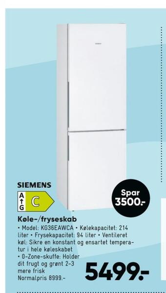 Bilka Siemens køle/fryseskab tilbud