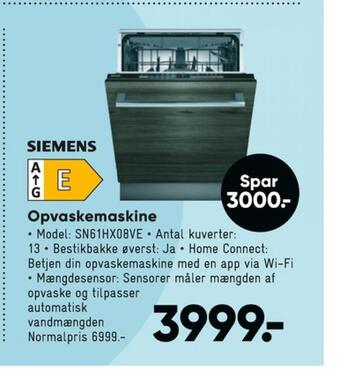 Bilka Siemens opvaskemaskine tilbud