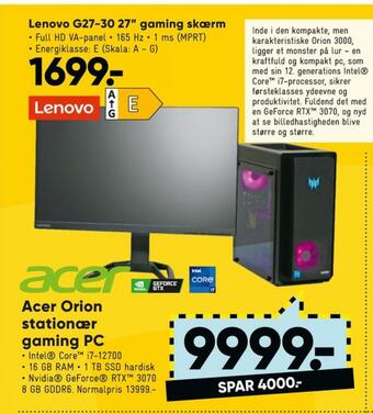 Bilka Lenovo monitor tilbud
